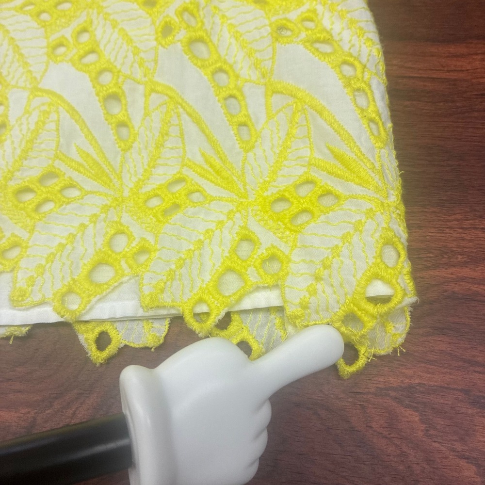 Crown & Ivy Eyelet Mini Dress Womens 6 Yellow NWT Lace Sleeveless V-Neck Cotton - Picture 5 of 12